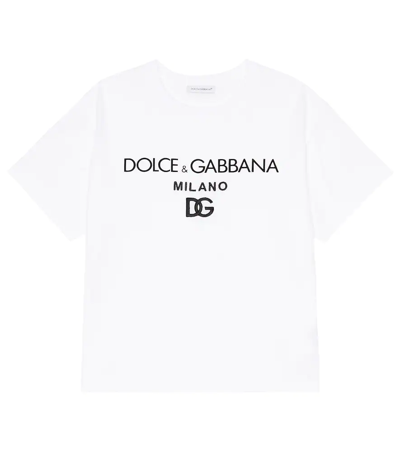 Dolce & Gabbana Kids' White Logo Cotton T-shirt In Bianco