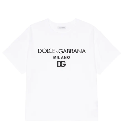Dolce & Gabbana Kids' White T-shirt With Embroidered Logo