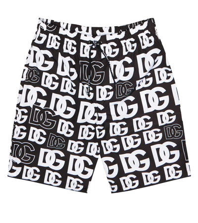 Dolce & Gabbana Kids' Logo Swim Trunks In Black