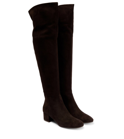 Gianvito Rossi Rolling Over-the-knee Suede Boots In Brown