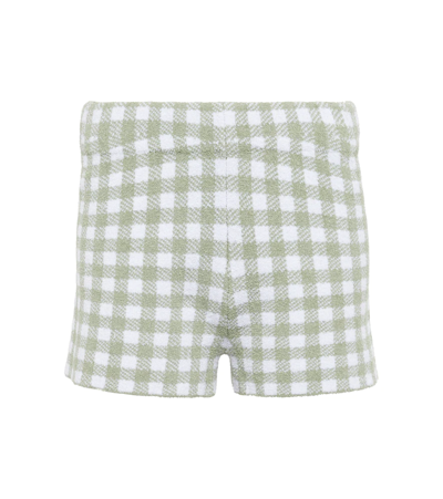 Altuzarra Ran Gingham Mini Shorts In White,green