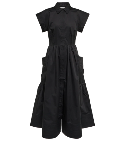 Co Essentials Poplin Midi Dress In Black
