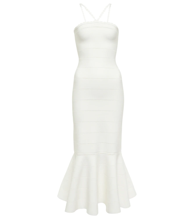Victoria Beckham Openwork Knit Midi Dress In White