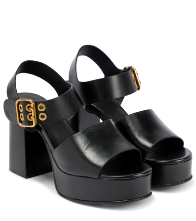 See By Chloé Lexy Leather Buckle Platform Sandals In Black
