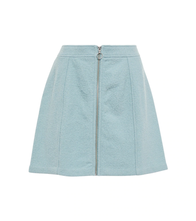 A.p.c. Alice Boiled Wool Miniskirt In Light Blue