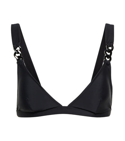 Stella Mccartney Falabella Chain-strap Triangle Bikini Top In Black