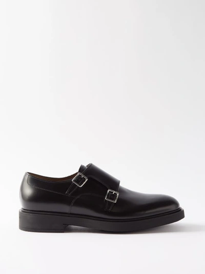 Gianvito Rossi Scott Leather Double Monk-strap Shoes In Black
