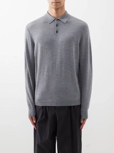 Allude Wool Polo Shirt In Grey