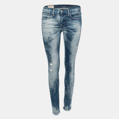 Pre-owned Polo Ralph Lauren Blue Denim Distressed Jeans S Waist 28"