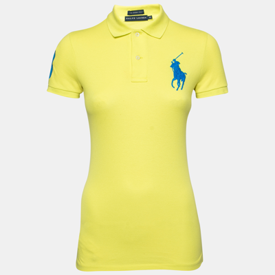 Pre-owned Polo Ralph Lauren Yellow Cotton Pique Skinny Polo T-shirt Xs