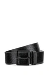 HUGO ITALIAN-LEATHER BELT WITH ALL-OVER LOGO PATTERN