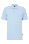 Hugo Boss Organic-cotton Polo Shirt With Embroidered Logo In Light Blue