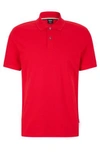 Hugo Boss Organic-cotton Polo Shirt With Embroidered Logo In Red
