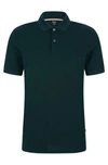 Hugo Boss Organic-cotton Polo Shirt With Embroidered Logo In Dark Green