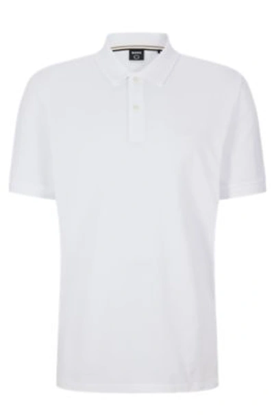 Hugo Boss Organic-cotton Polo Shirt With Embroidered Logo In White