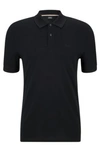 Hugo Boss Organic-cotton Polo Shirt With Embroidered Logo In Dark Blue