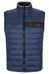 Hugo Boss Water-repellent Padded Gilet With 3d Logo Tape In Blue