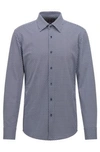 Hugo Boss Slim-fit Shirt In Patterned Performance-stretch Jersey In Light Blue
