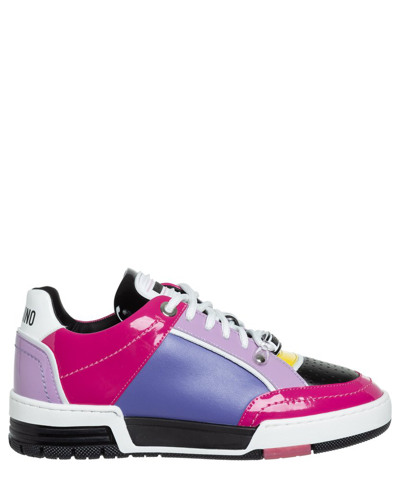 Moschino Streetball Leather Sneakers In Pink