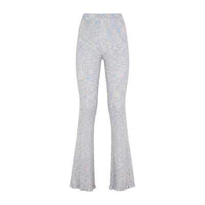 Acne Studios Kannis Mid-rise Flared-leg Knitted Trousers In Pale Blue Multi