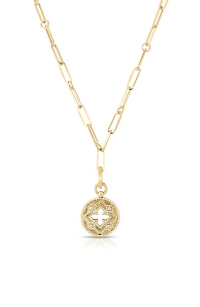 Roberto Coin Small Venetian Princess Diamond Pendant Necklace In Gold