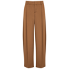 VINCE BROWN WIDE-LEG SATIN TROUSERS