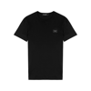 Dolce & Gabbana Black Cotton T-shirt With Silver Plaque Logo In Black