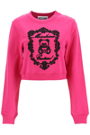 MOSCHINO MOSCHINO CROPPED SWEATSHIRT WITH TEDDY BEAR EMBROIDERY