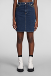 See By Chloé Blue Floral Print Denim Miniskirt In Blue