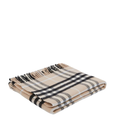 Burberry Cashmere-wool Check Blanket (110cm X 98cm) In Neutrals