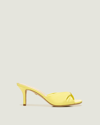 Veronica Beard Melli Twist Leather Kitten-heel Sandals In Zest