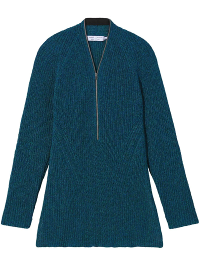 Proenza Schouler White Label Chunky Knit Zip Top In Blue