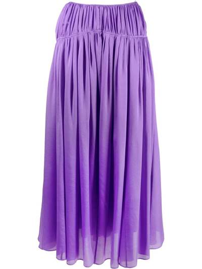 Forte Forte Pleated Silk Maxi Skirt In Purple