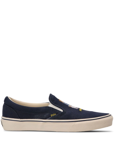 Polo Ralph Lauren Keaton Polo Bear Slip-on Sneakers In Black