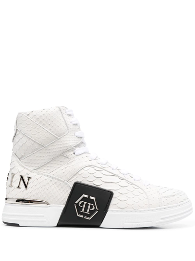 Philipp Plein Snakeskin-effect High-top Sneakers In Schwarz