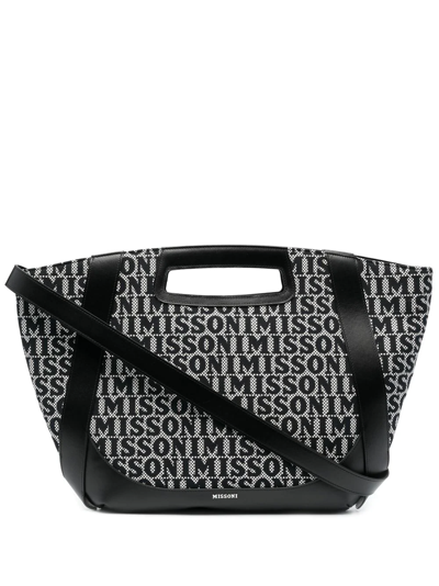 Missoni Embroidered-logo Tote Bag In Schwarz
