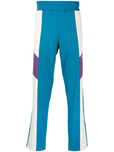 Palm Angels Color Block Tech Jersey Track Pants In Blu