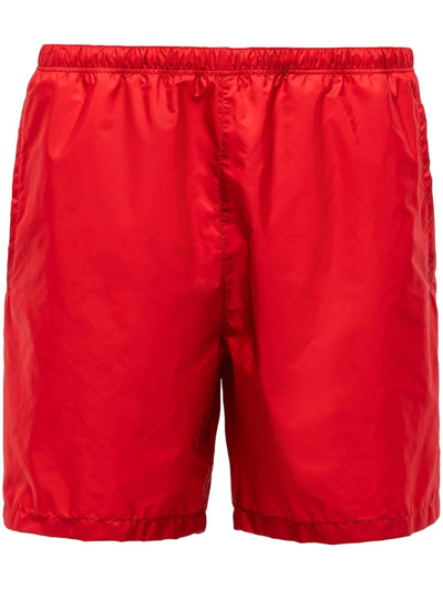 Prada Logo-print Swim Shorts In Red