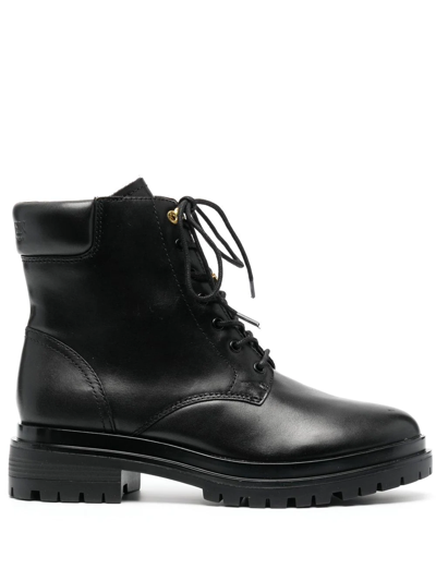 Ralph Lauren Corinne Lace-up Combat Boots In Black