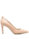 Michael Kors Alina Patent Pointy-toe Pumps In Beige