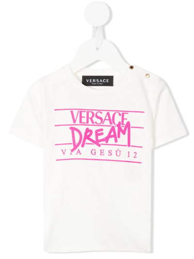 Versace Babies' Logo-print Cotton T-shirt In Weiss