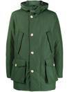 Woolrich Hooded Padded Down Coat In Green