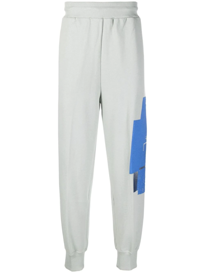 A-cold-wall* Brutalist Puff-print Tapered-fit Cotton-jersey Jogging Bottoms In Grey