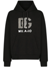 Dolce & Gabbana Technical Jersey Hoodie With Print And Studs In Black