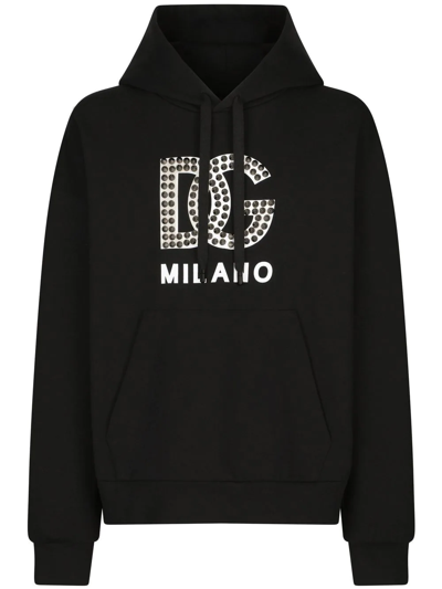 Dolce & Gabbana Logo Hoodie Sweatshirt In Black