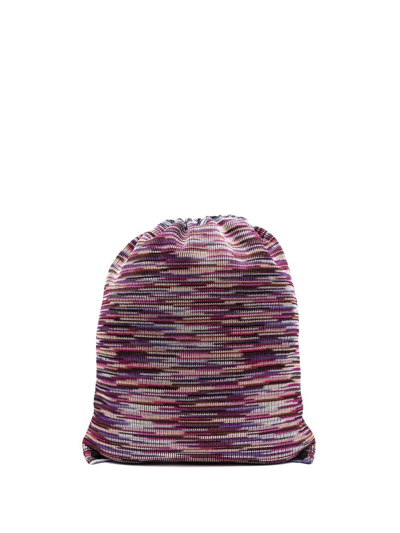Missoni Knitted Drawstring Backpack In Rosa