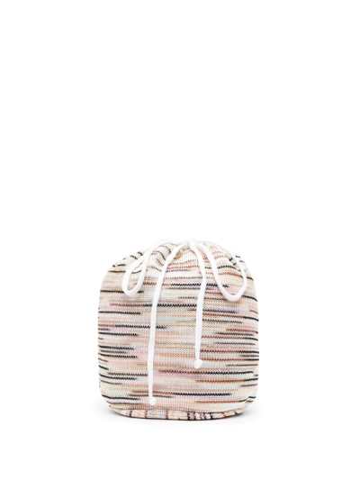 Missoni Knitted Drawstring Bucket Bag In Nude