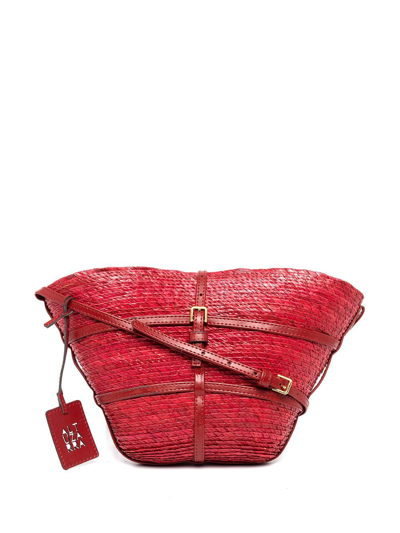 Altuzarra Watermill Raffia Crossbody Bag In Red