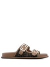 FENDI LOGO-PRINT LEATHER SANDALS