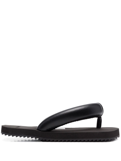 Yume Yume Faux-leather Padded Flip Flops In Black